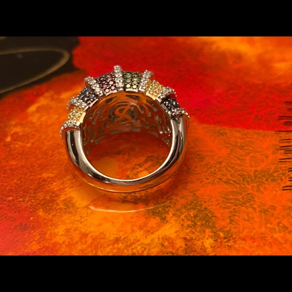Suzy Levian Multi color Sterling Silver Ring Gorgeous! Perfect Holiday gift! - Picture 10 of 15